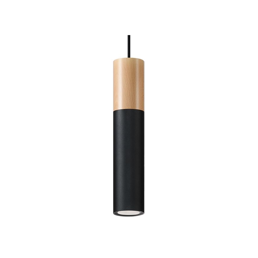 Lestenec na vrvici PABLO 1xGU10/40W/230V črna/bukev
