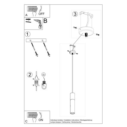 Lestenec na vrvici PABLO 1xGU10/40W/230V črna/bukev