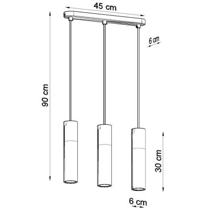 Lestenec na vrvici PABLO 3xGU10/40W/230V črna/bukev