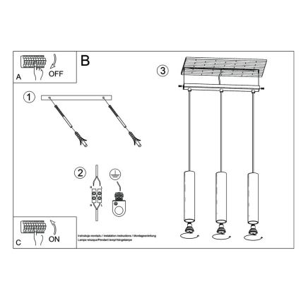 Lestenec na vrvici LINO 3xGU10/40W/230V bukev