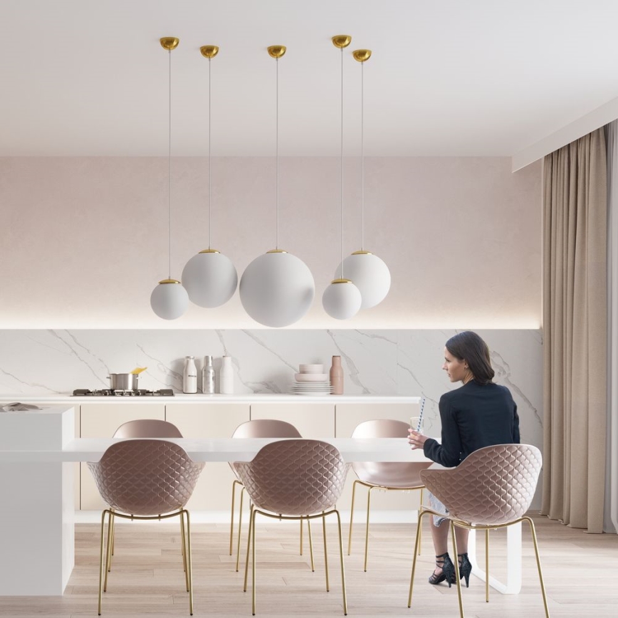 Viseča svetilka na vrvici TOYA 1xE27/60W/230V Ø 20 cm bela/zlata