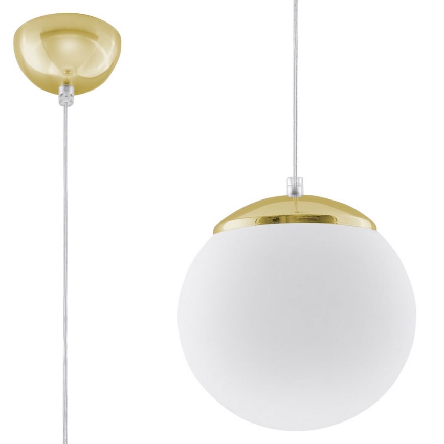 Viseča svetilka na vrvici TOYA 1xE27/60W/230V Ø 20 cm bela/zlata