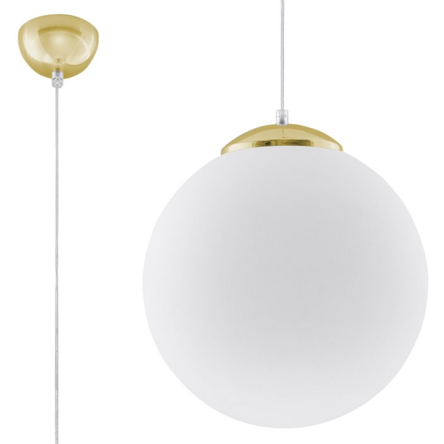 Lestenec na kablu TOYA 1xE27/60W/230V, premer 30 cm, bela/zlata