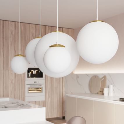 Lestenec na kablu TOYA 1xE27/60W/230V premer 40 cm bela/zlata