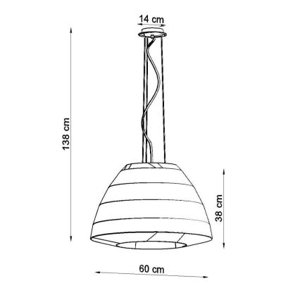 Lestenec na vrvici BELLA 3xE27/60W/230V pr. 60 cm bel