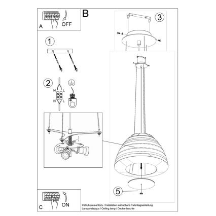 Lestenec na vrvici BELLA 3xE27/60W/230V pr. 60 cm bel