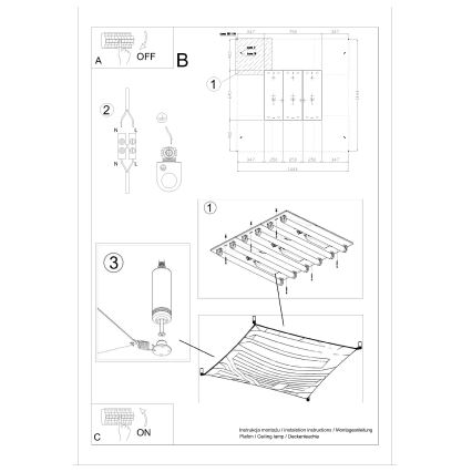 LED stropno svetilo LUNA 6xG13/8,5W/230V 14x14 cm bela