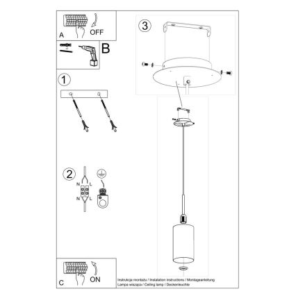 Lestenec na vrvici OTTO 1xE27/60W/230V pr. 15 cm črn