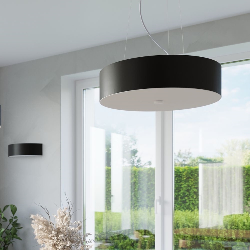 Lestenec na vrvici SKALA 3xE27/60W/230V pr. 30 cm črna