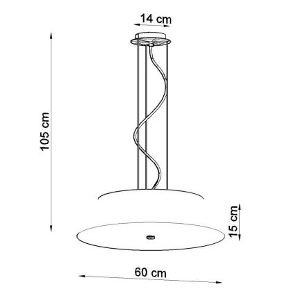 Lestenec na vrvici VEGA 5xE27/60W/230V pr. 60 cm črn