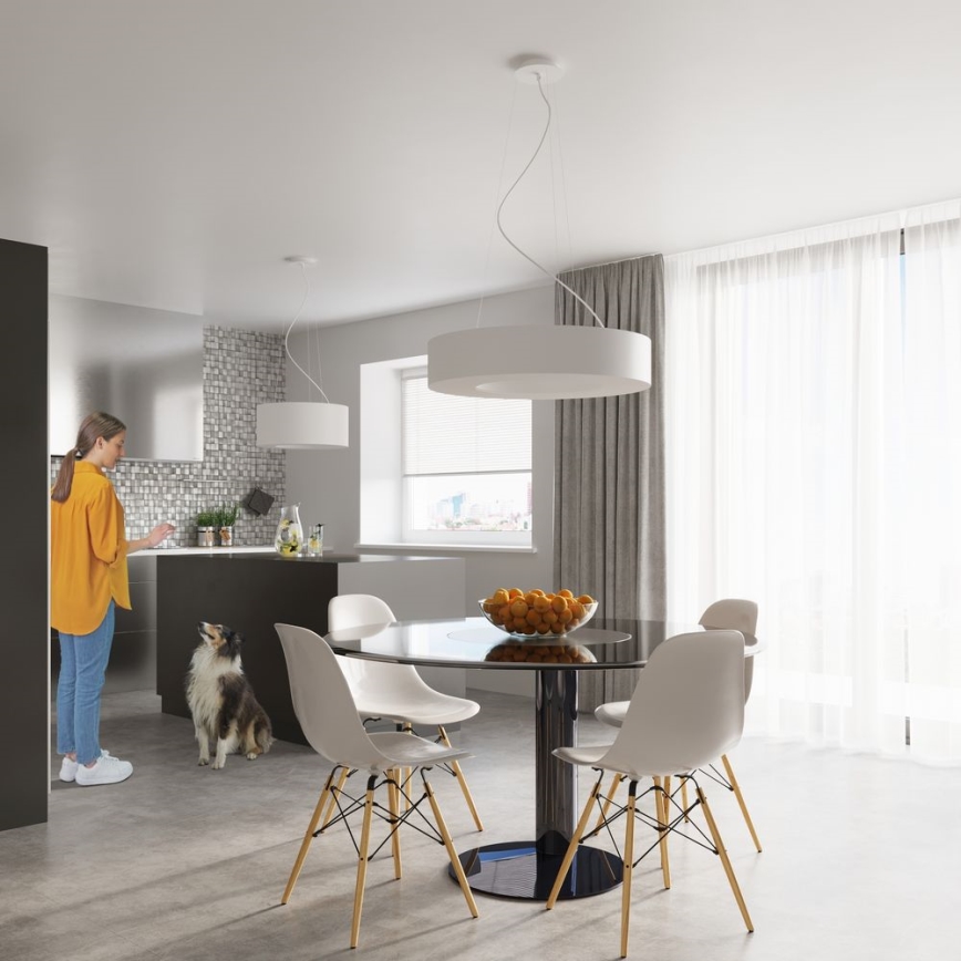 Lestenec na vrvici SATURNO 8xE27/60W/230V pr. 90 cm bel
