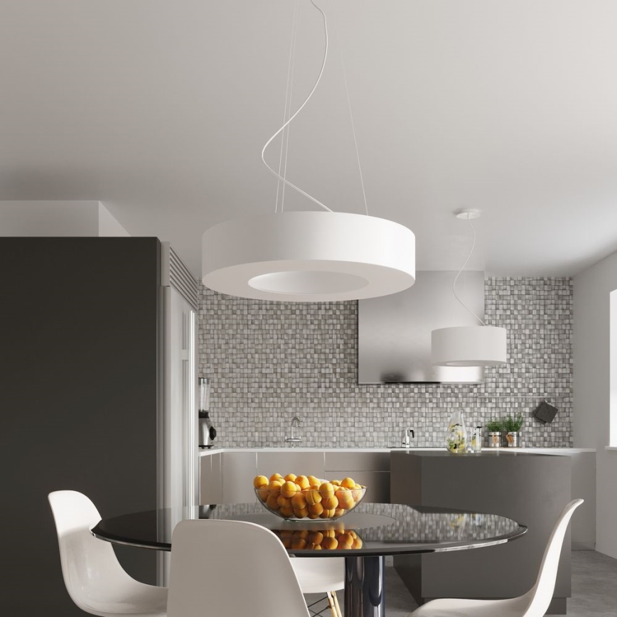 Lestenec na vrvici SATURNO 8xE27/60W/230V pr. 90 cm bel