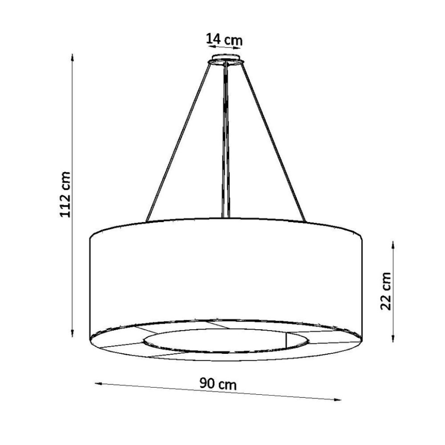 Lestenec na vrvici SATURNO 8xE27/60W/230V pr. 90 cm bel