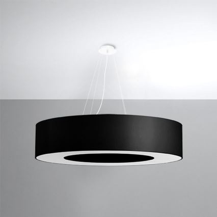 Lestenec na vrvici SATURNO 8xE27/60W/230V pr. 90 cm črn