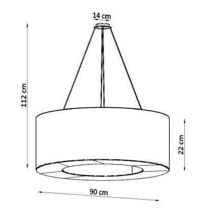 Lestenec na vrvici SATURNO 8xE27/60W/230V pr. 90 cm črn