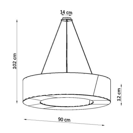Lestenec na vrvici SATURNO SLIM 8xE27/60W/230V pr. 90 cm črn