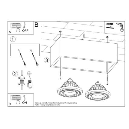 Stropna svetilka QUATRO AR111 2xGU10/40W/230V beton