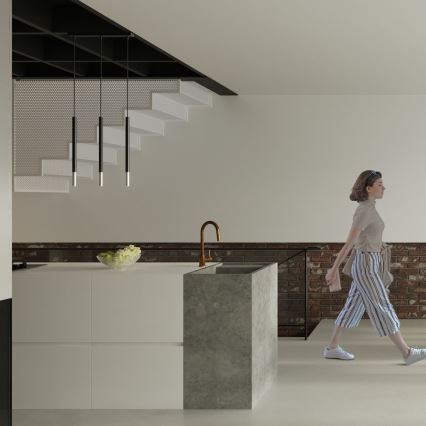Lestenec na vrvici MOSAIC 1xG9/12W/230V črna/sijajni krom