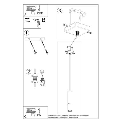 Lestenec na vrvici LOOPEZ 1xGU10/10W/230V črna/sijajni krom