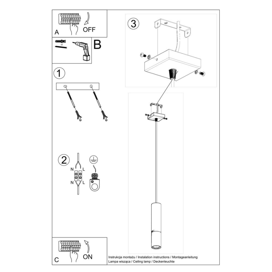 Lestenec na vrvici LOOPEZ 1xGU10/10W/230V črna/sijajni krom
