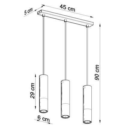 Lestenec na vrvici LOOPEZ 3xGU10/10W/230V črna/krom