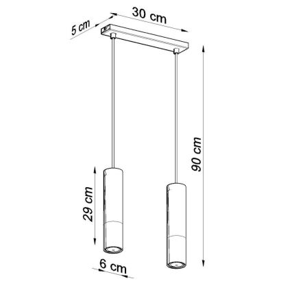 Lestenec na vrvici LOOPEZ 2xGU10/10W/230V črna/baker