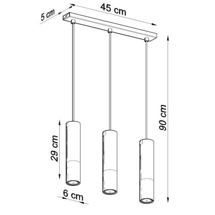 Lestenec na vrvici LOOPEZ 3xGU10/10W/230V črna/baker