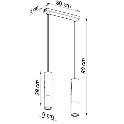 Lestenec na vrvici LOOPEZ 2xGU10/10W/230V črna/zlata