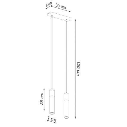 Lestenec na vrvici ZANE 2xGU10/40W/230V beton/Breza/bukev