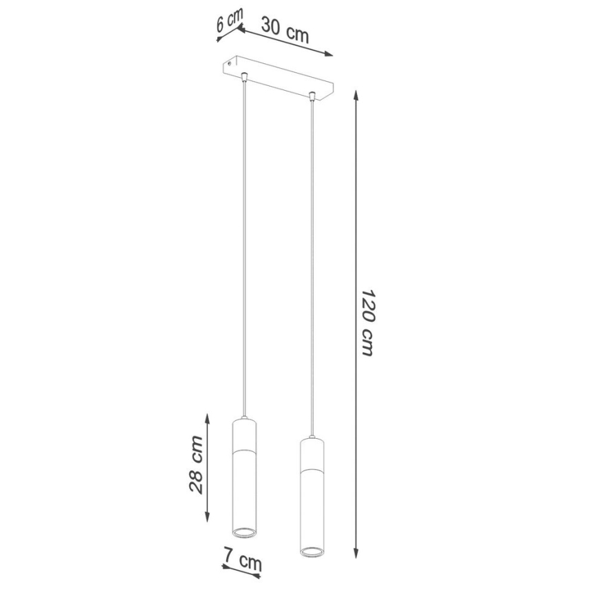 Lestenec na vrvici ZANE 2xGU10/40W/230V beton/Breza/bukev