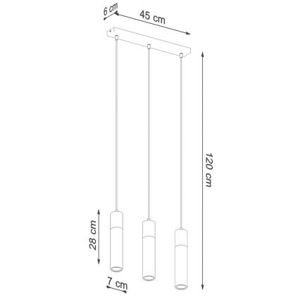 Lestenec na vrvici ZANE 3xGU10/40W/230V beton/Breza/bukev