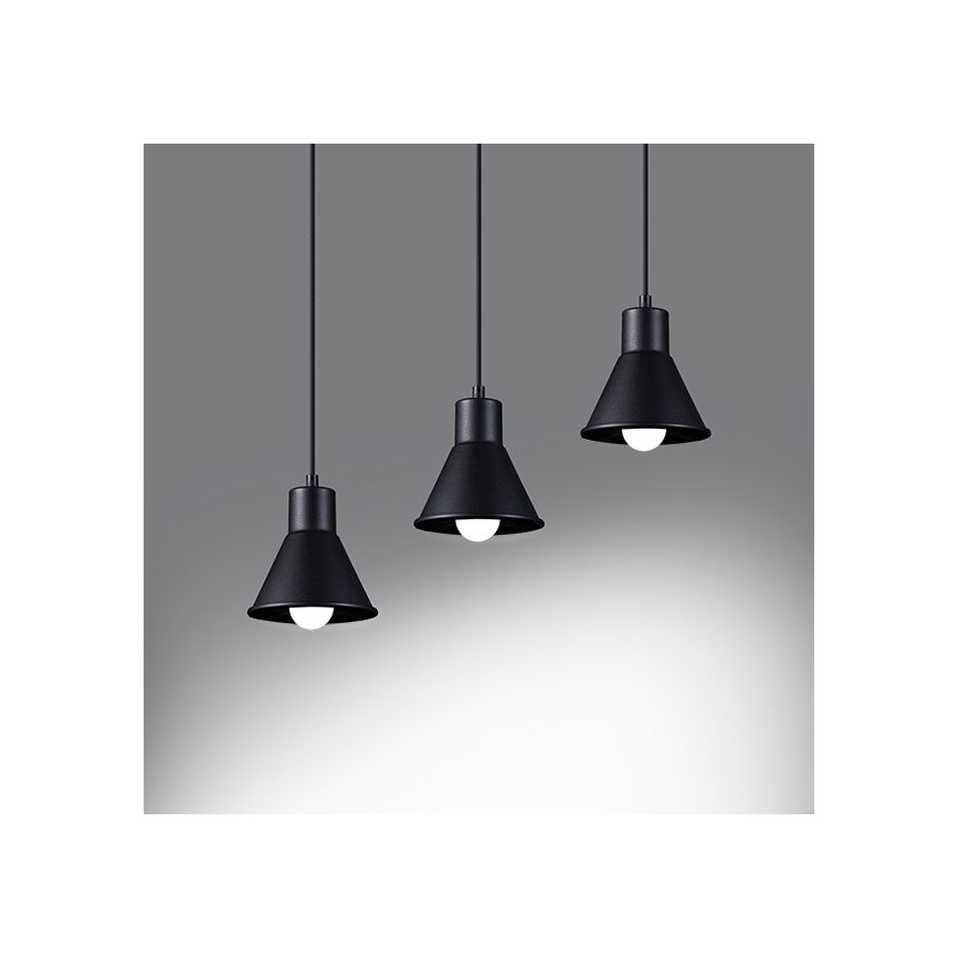 Lestenec na vrvici TALEJA 3xE27/60W/230V črna