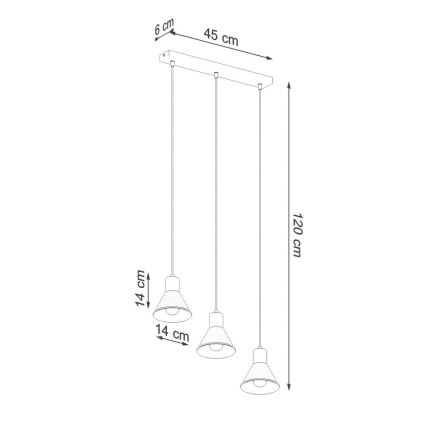 Lestenec na vrvici TALEJA 3xE27/60W/230V črna