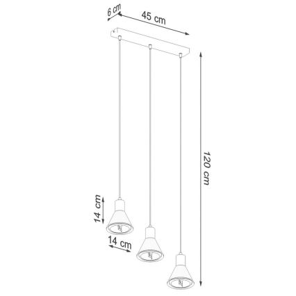 Lestenec na vrvici TAZILA 3xES111/60W/230V bela