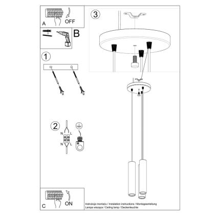 Lestenec na vrvici LINO 3xGU10/40W/230V bukev