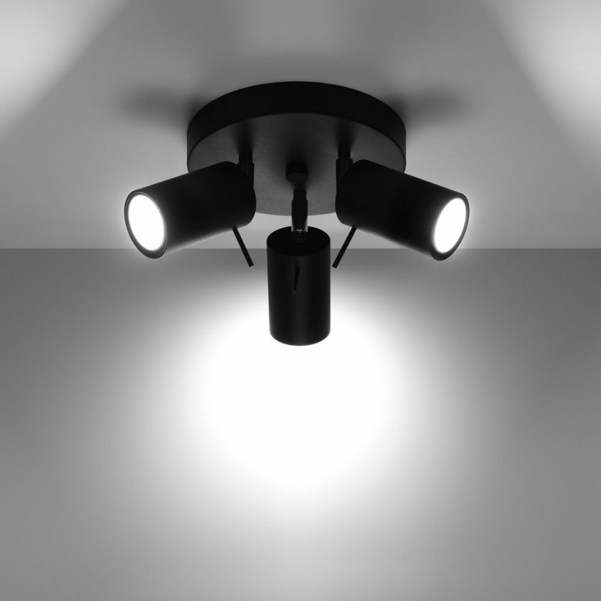 Reflektor RING 3xGU10/10W/230V črna