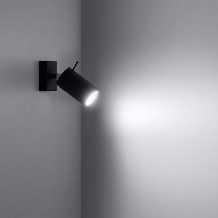 Stenski reflektor RING 1xGU10/10W/230V črna