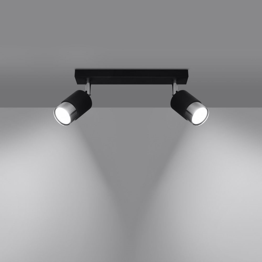 Reflektor NERO 2xGU10/40W/230V črna/sijajni krom