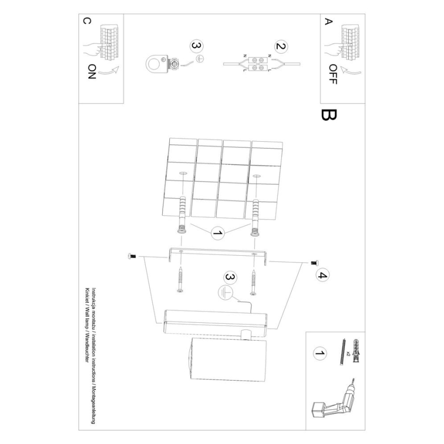 Stenska svetilka UTTI 1xGU10/40W/230V črna