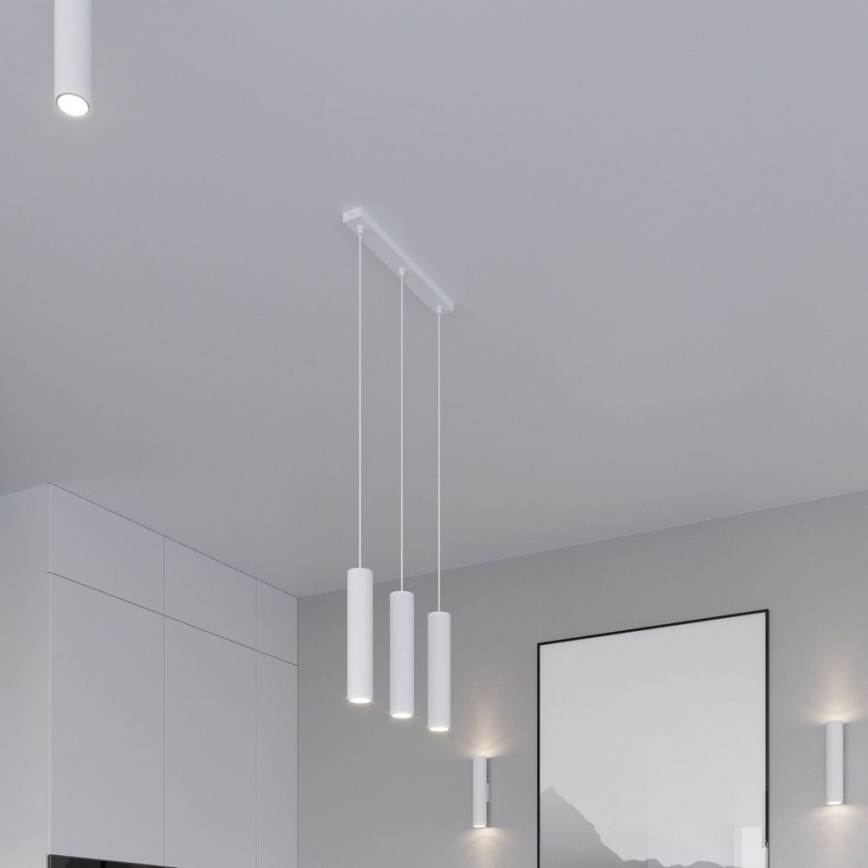 Lestenec na vrvici LAGOS 3xGU10/10W/230V bela