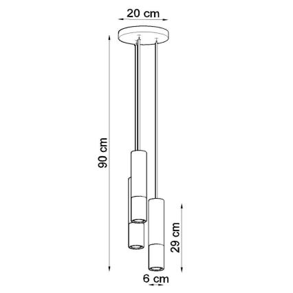 Lestenec na vrvici LAGOS 3xGU10/10W/230V bela