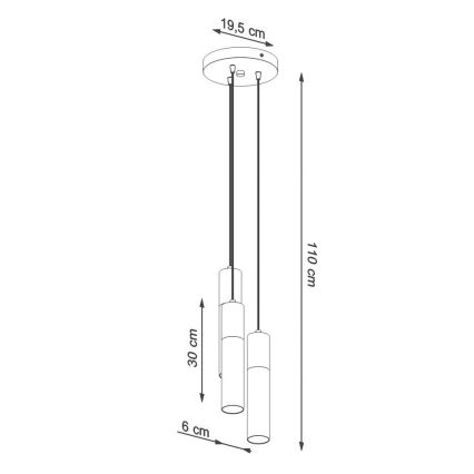 Lestenec na vrvici BORGIO 3xGU10/40W/230V beton/kovina bela