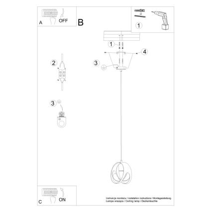 Lestenec na vrvici TULOS 1xE27/60W/230V bela