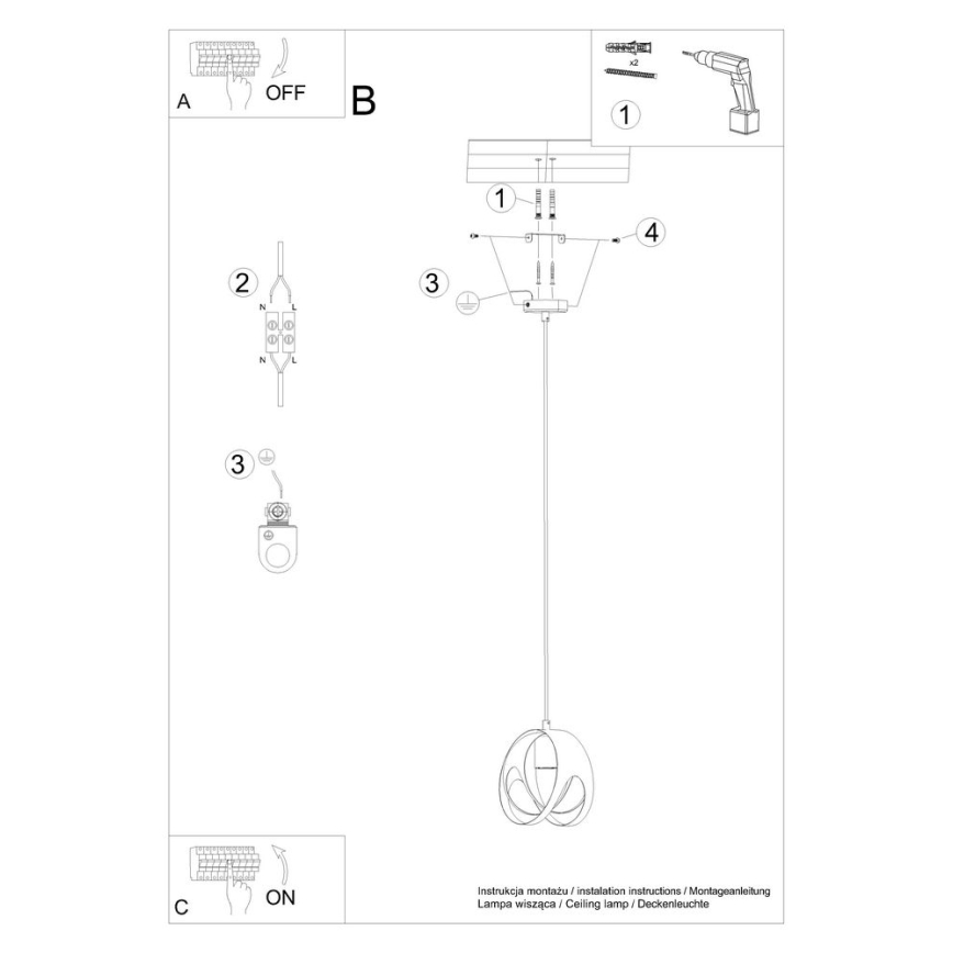 Lestenec na vrvici TULOS 1xE27/60W/230V bela