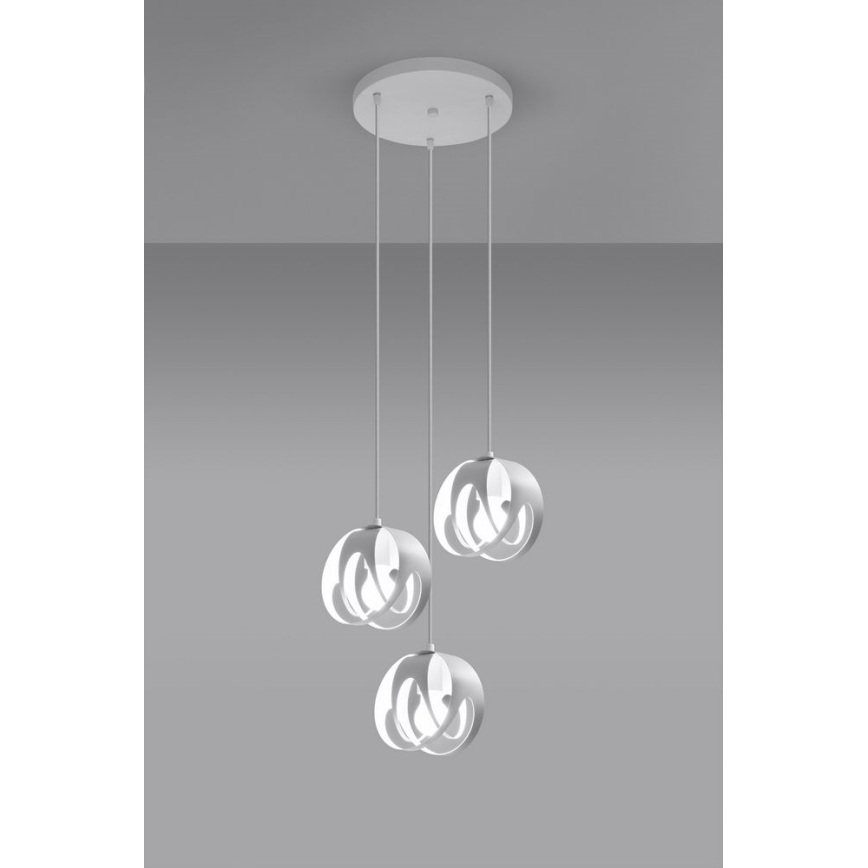 Lestenec na vrvici TULOS 3xE27/60W/230V bela