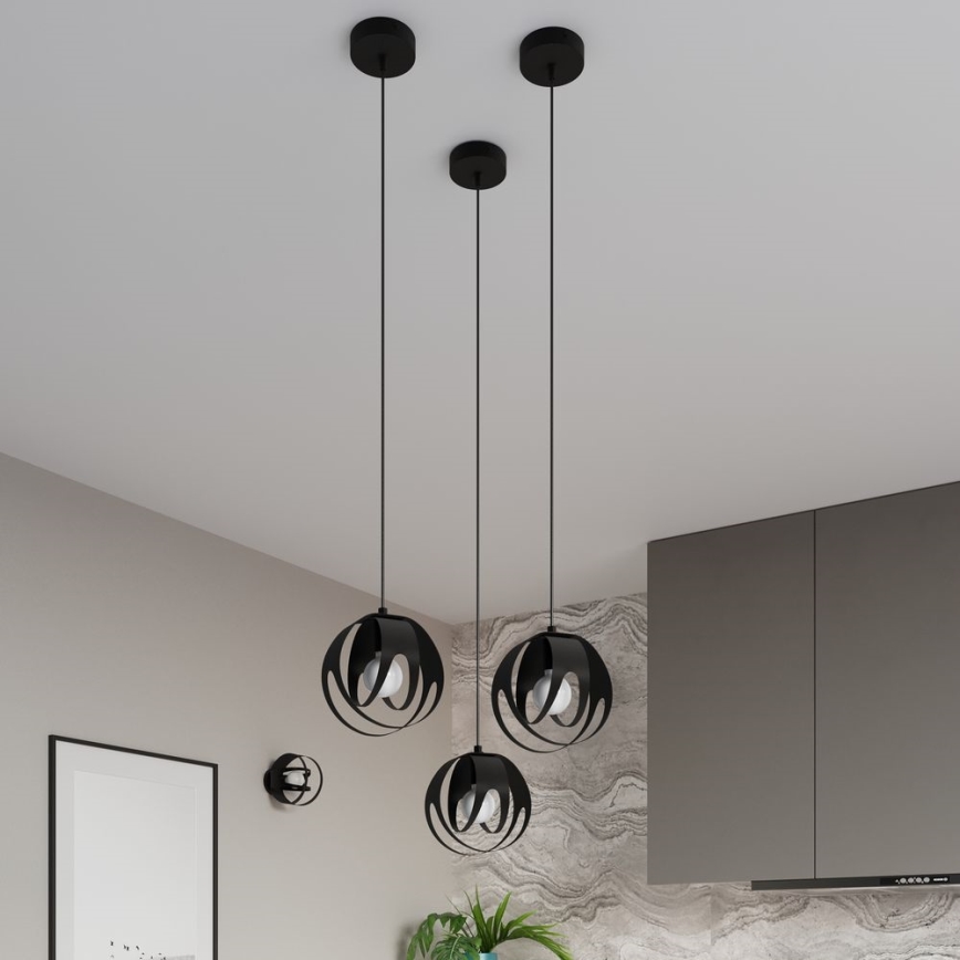 Lestenec na vrvici TULOS 1xE27/60W/230V črna