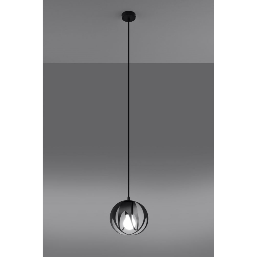 Lestenec na vrvici TULOS 1xE27/60W/230V črna