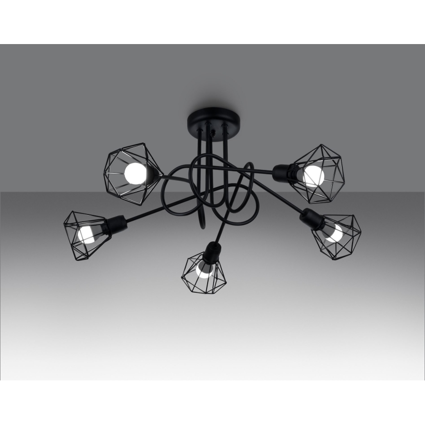 Lestenec na drogu ARTEMIS 5xE14/40W/230V črna