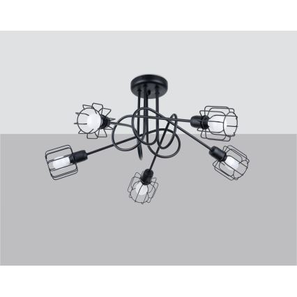 Lestenec na drogu BELUCI 5xE14/40W/230V črna