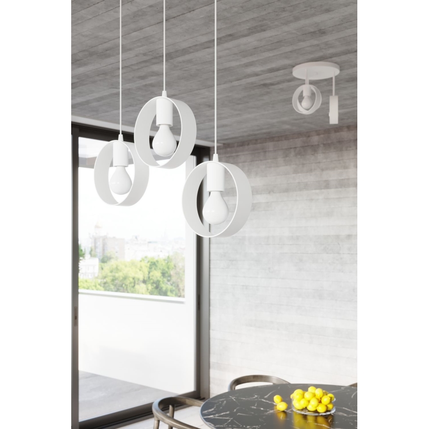 Lestenec na vrvici TITRAN 1xE27/60W/230V bela